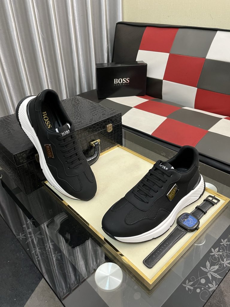 HUGO BOSS 限定モデル 2024 新作 メンズ スニーカー ブラック 白ソール 4色対応 💯 - 画像 3