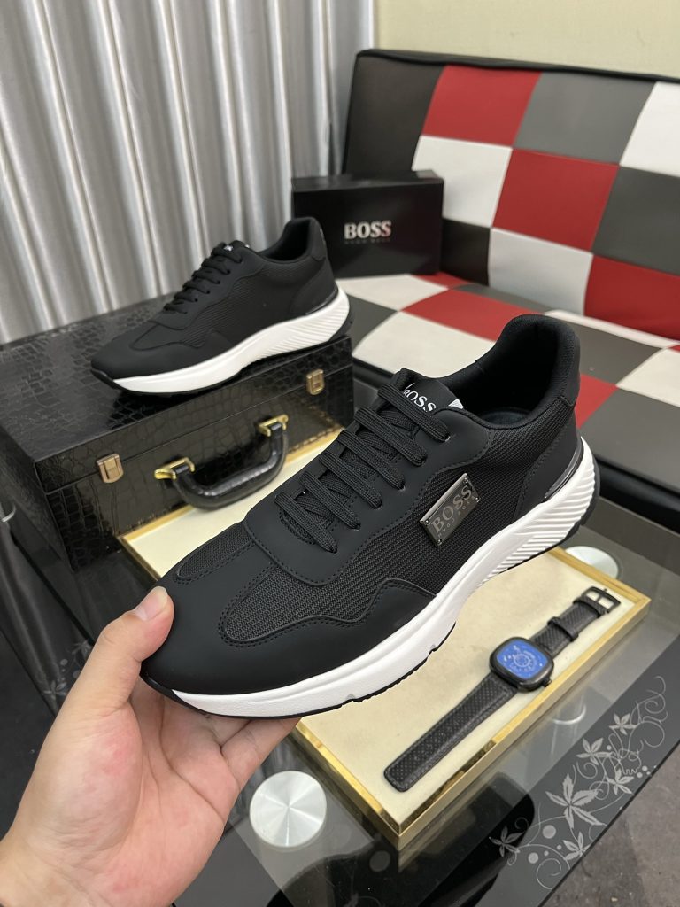 HUGO BOSS 限定モデル 2024 新作 メンズ スニーカー ブラック 白ソール 4色対応 💯 - 画像 5