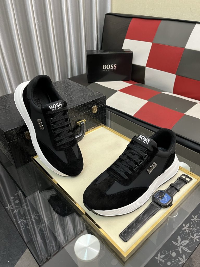 HUGO BOSS メンズスニーカー 黒 白ソール ファッション スタイリッシュ 1点物 🖤 - 画像 3