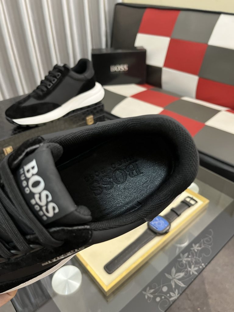 HUGO BOSS メンズスニーカー 黒 白ソール ファッション スタイリッシュ 1点物 🖤 - 画像 8