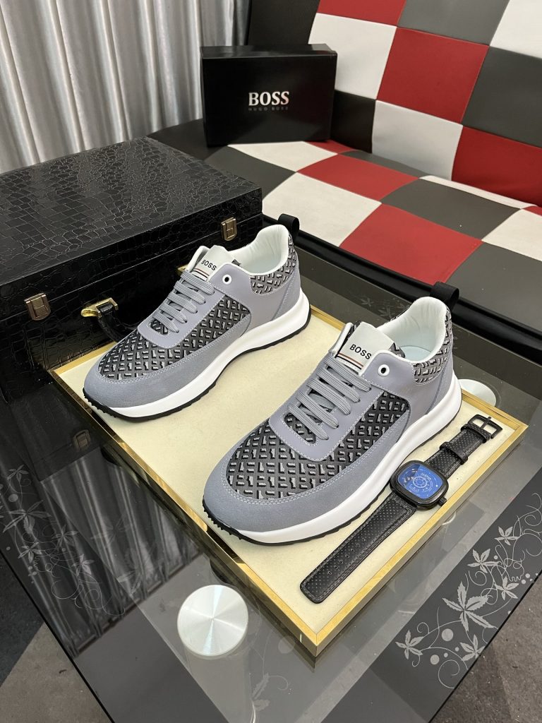 HUGO BOSS 男性 スニーカー グレーカラー スタイリッシュなデザイン 4色入 🧦 - 画像 2