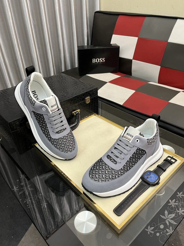 HUGO BOSS 男性 スニーカー グレーカラー スタイリッシュなデザイン 4色入 🧦 - 画像 3