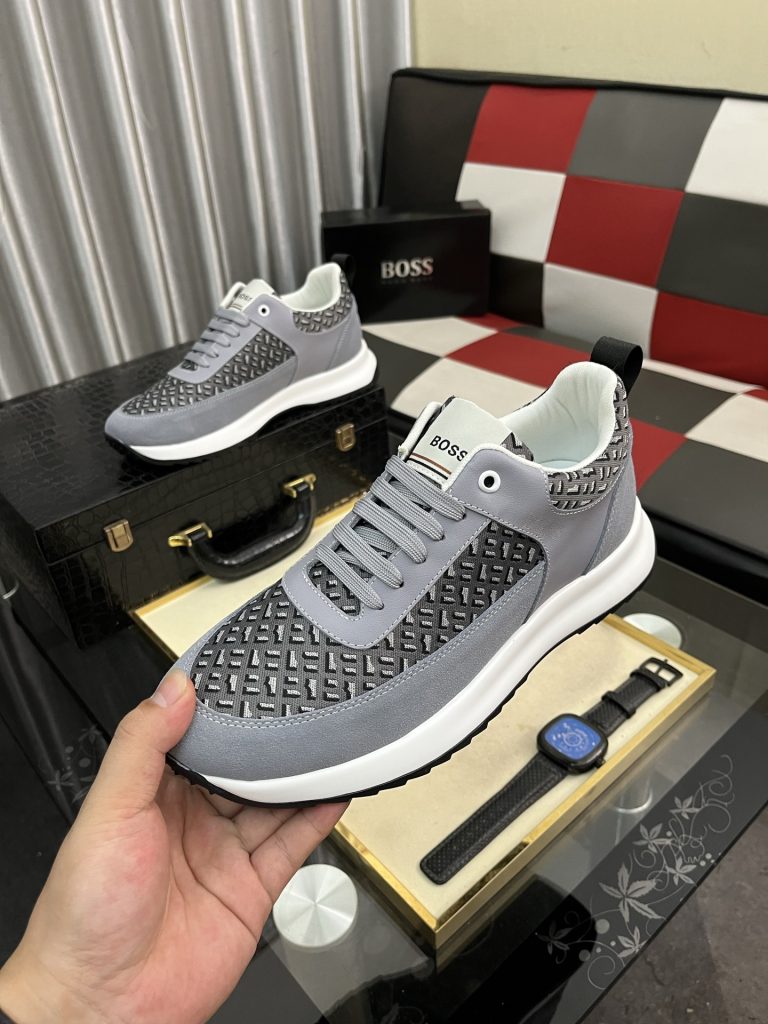 HUGO BOSS 男性 スニーカー グレーカラー スタイリッシュなデザイン 4色入 🧦 - 画像 5