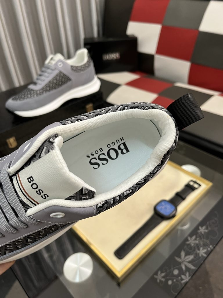 HUGO BOSS 男性 スニーカー グレーカラー スタイリッシュなデザイン 4色入 🧦 - 画像 8