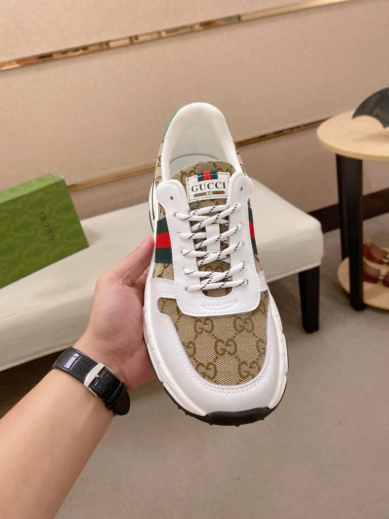 グッチ 男士 厚底スニーカー ベージュ レッド ブルー 1色 🧦 - 画像 2