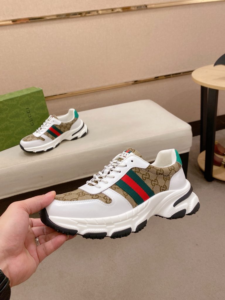 グッチ 男士 厚底スニーカー ベージュ レッド ブルー 1色 🧦 - 画像 3