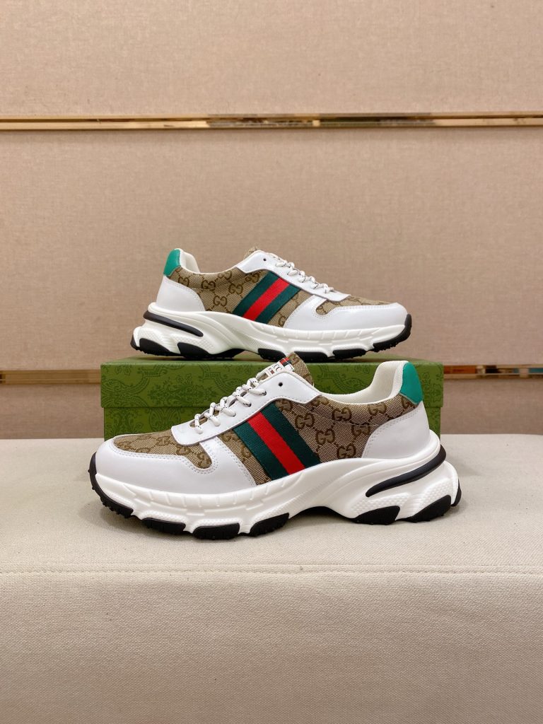 グッチ 男士 厚底スニーカー ベージュ レッド ブルー 1色 🧦 - 画像 7