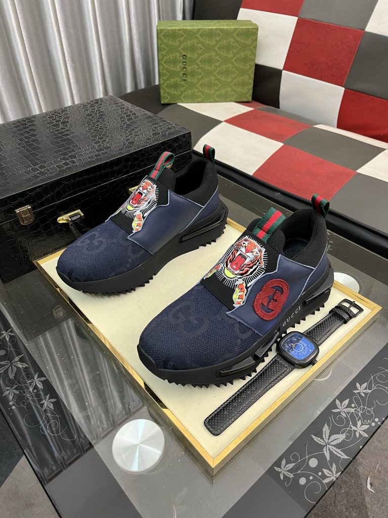 ゴージー メンズスニーカー ブルーグリーン タイガープリント 靴下型 エアソール 2色入 🐯 - 画像 2