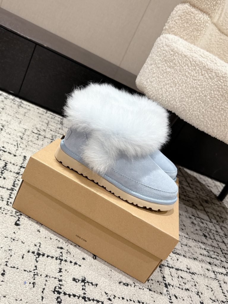 UGG 女性用 ファー付き ブーツ ベージュ フルフェイスタイプ 冬用 保温性抜群 1色 - 画像 2