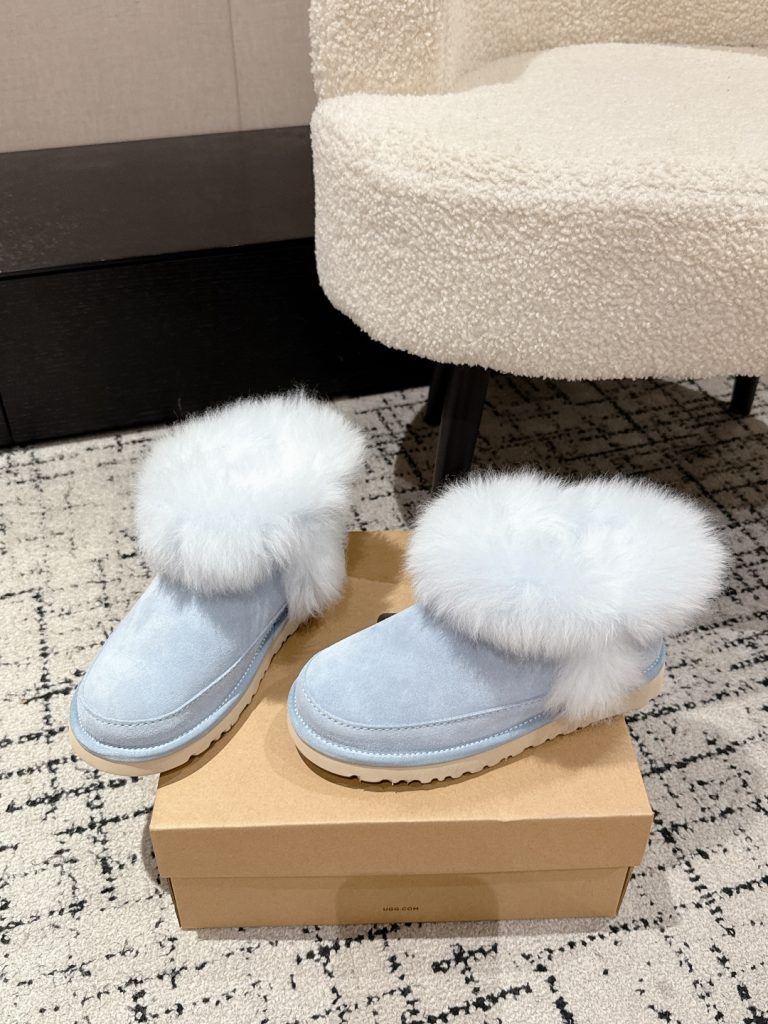 UGG 女性用 ファー付き ブーツ ベージュ フルフェイスタイプ 冬用 保温性抜群 1色 - 画像 3
