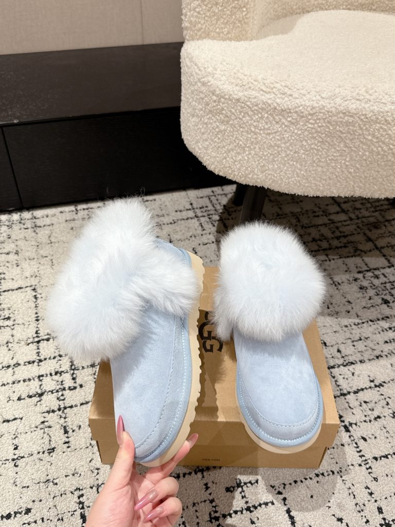 UGG 女性用 ファー付き ブーツ ベージュ フルフェイスタイプ 冬用 保温性抜群 1色 - 画像 4