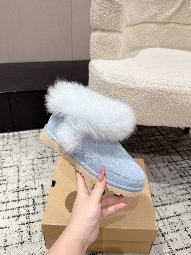 UGG 女性用 ファー付き ブーツ ベージュ フルフェイスタイプ 冬用 保温性抜群 1色 - 画像 5