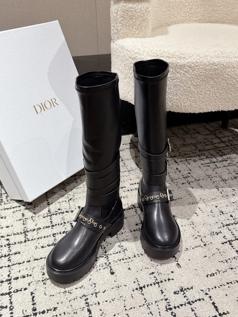 DIOR ブーツ レディース ブラック 本革 ファッション デザイン 時計 ブラック 1足 - 画像 2