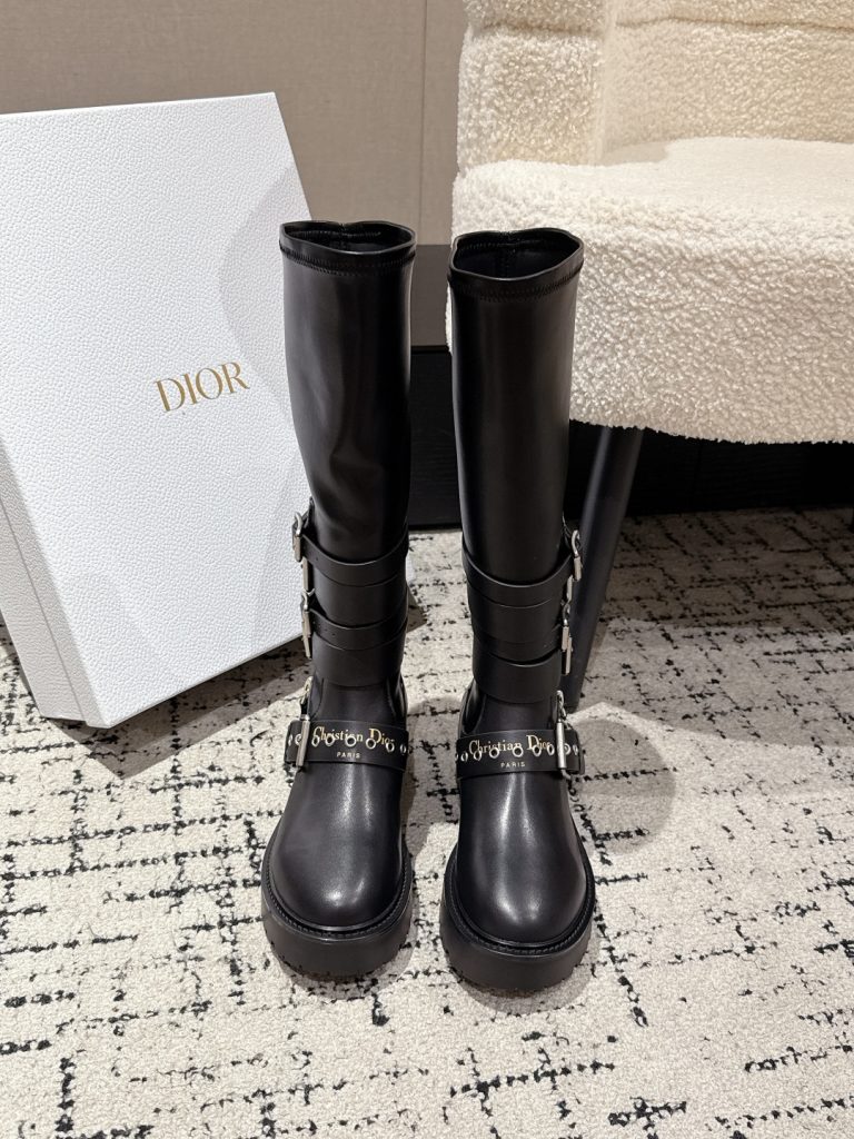DIOR ブーツ レディース ブラック 本革 ファッション デザイン 時計 ブラック 1足 - 画像 3