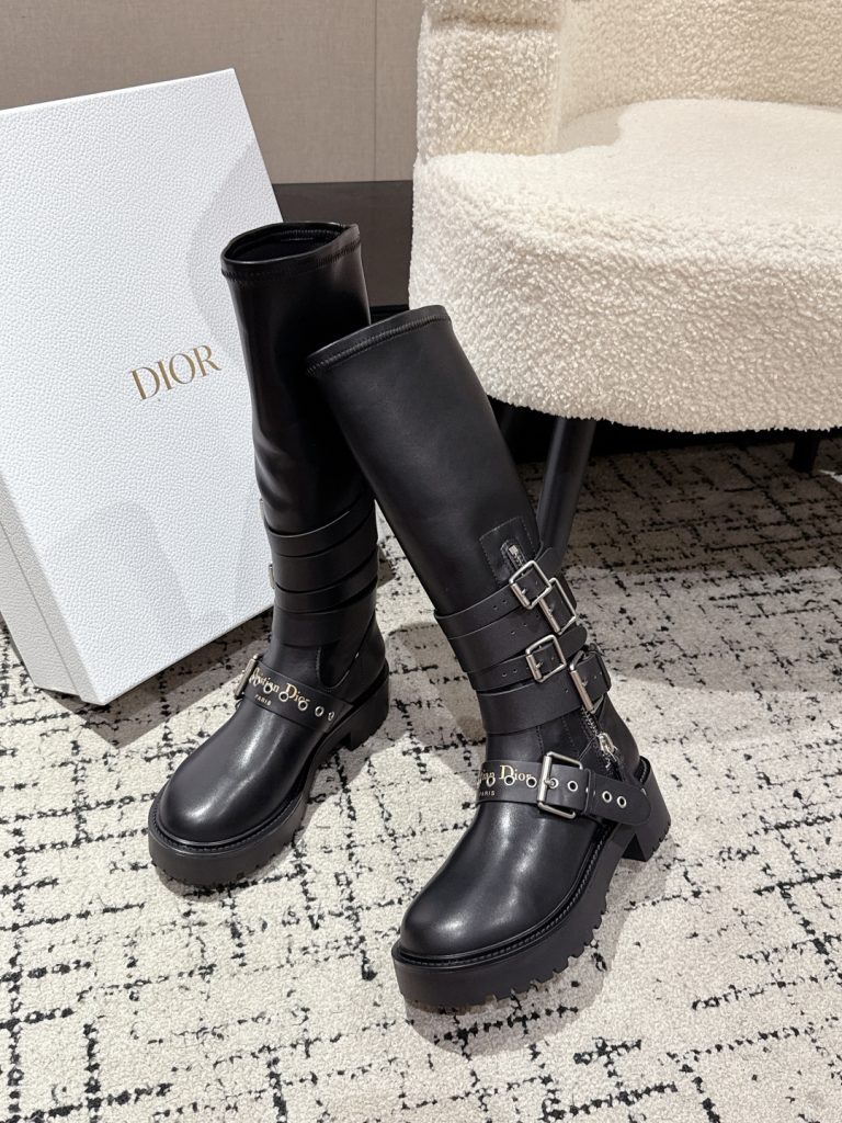 DIOR ブーツ レディース ブラック 本革 ファッション デザイン 時計 ブラック 1足 - 画像 4