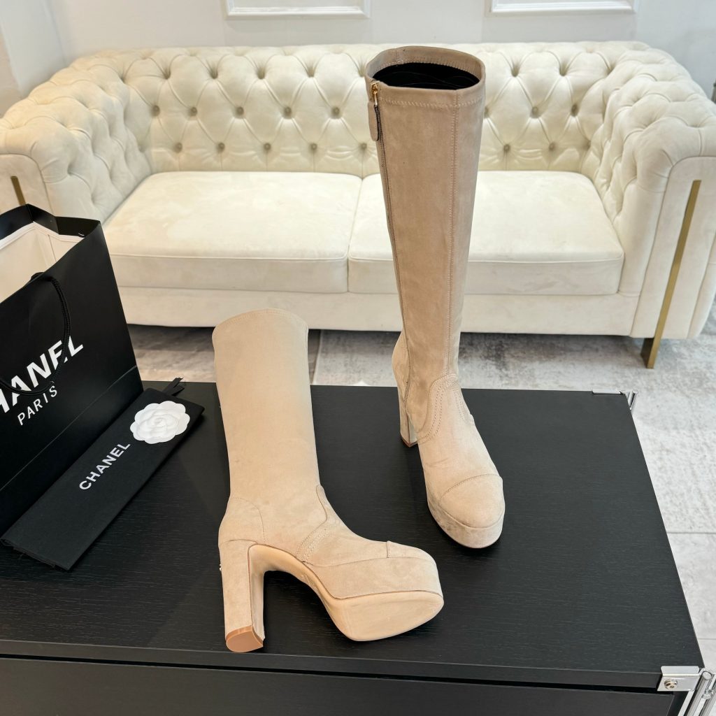 シャネル レディース ロングブーツ ベージュ シューズ 1色入 - 画像 7