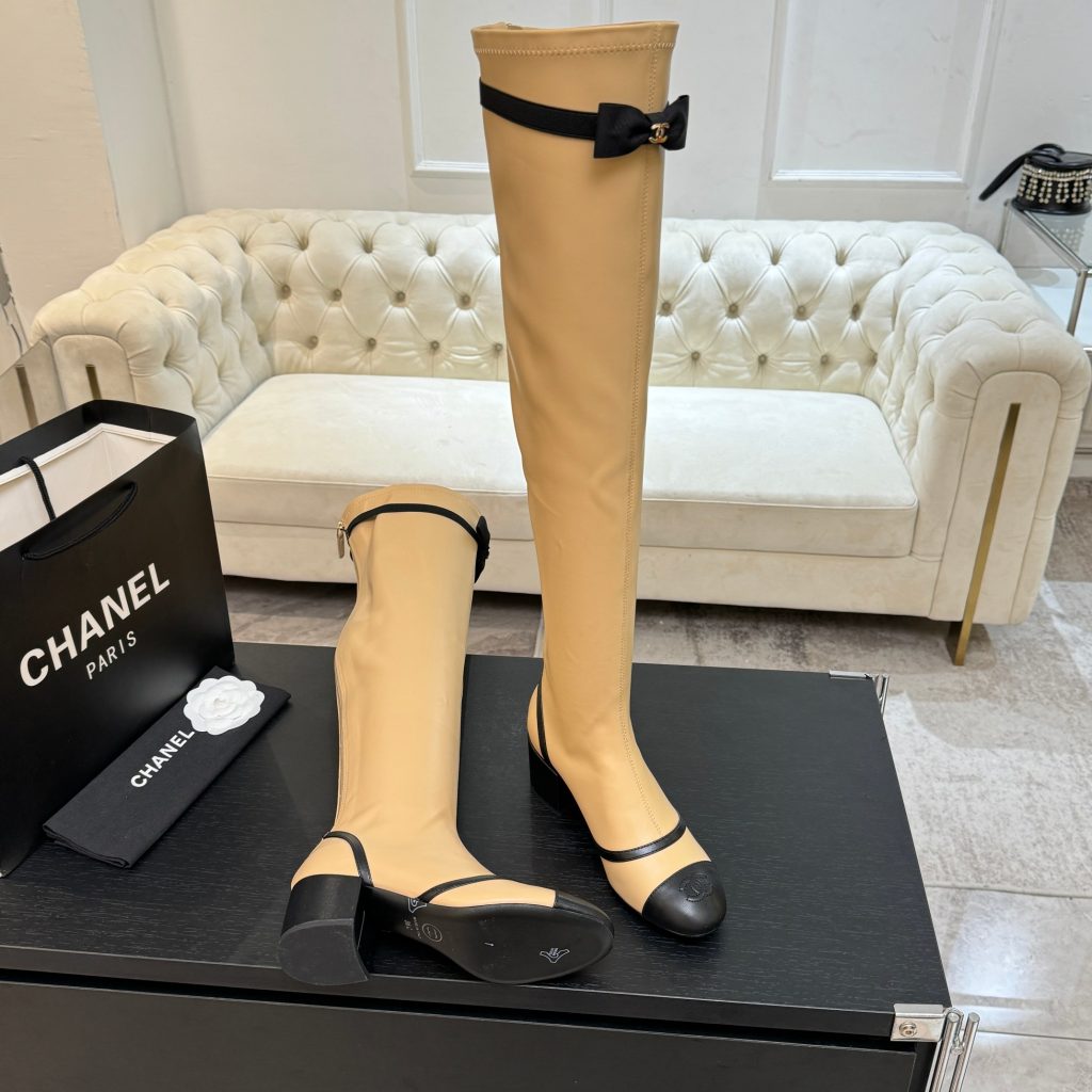 CHANEL レディース ブーツ シャネル ブイエフ クラシック ブーツ ブラウン ブラック 2色 ファッション シューズ - 画像 3