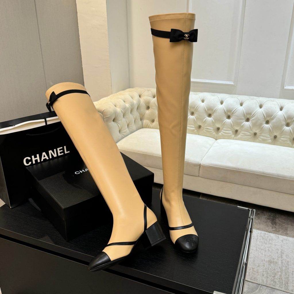 CHANEL レディース ブーツ シャネル ブイエフ クラシック ブーツ ブラウン ブラック 2色 ファッション シューズ - 画像 6