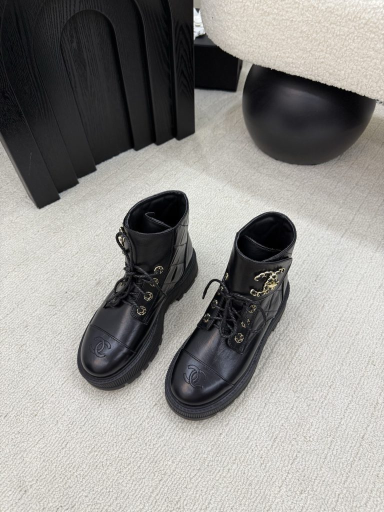 CHANEL ブーツ レディース 黒 ファッション レザー ブロゲ クォーツ シューズ 1足のみ 2足セット - 画像 2
