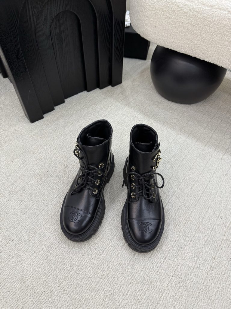 CHANEL ブーツ レディース 黒 ファッション レザー ブロゲ クォーツ シューズ 1足のみ 2足セット - 画像 3