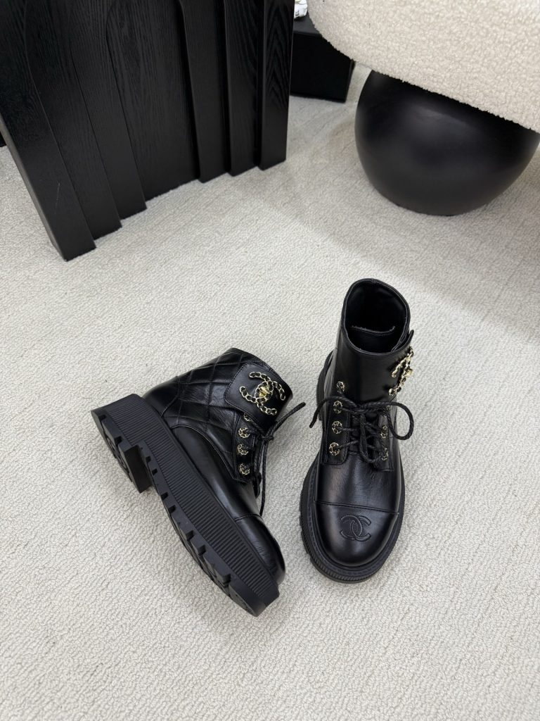 CHANEL ブーツ レディース 黒 ファッション レザー ブロゲ クォーツ シューズ 1足のみ 2足セット - 画像 5