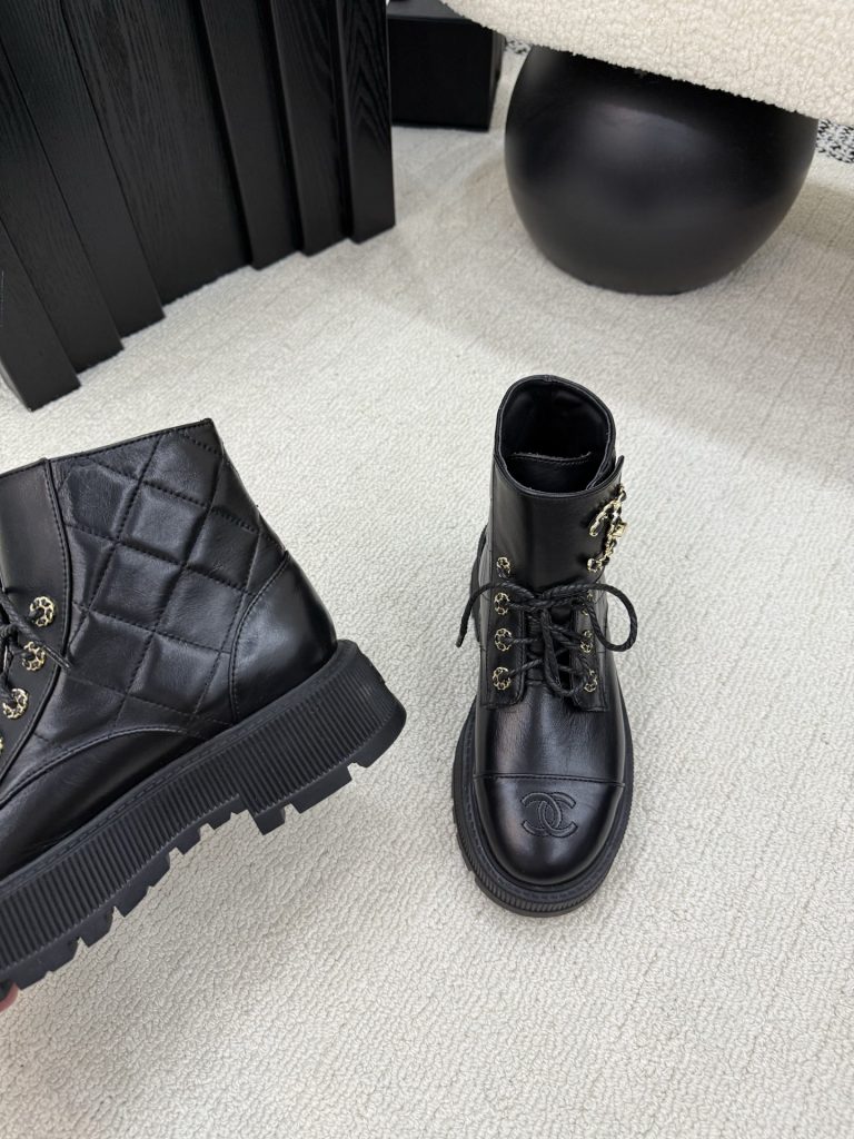 CHANEL ブーツ レディース 黒 ファッション レザー ブロゲ クォーツ シューズ 1足のみ 2足セット - 画像 6