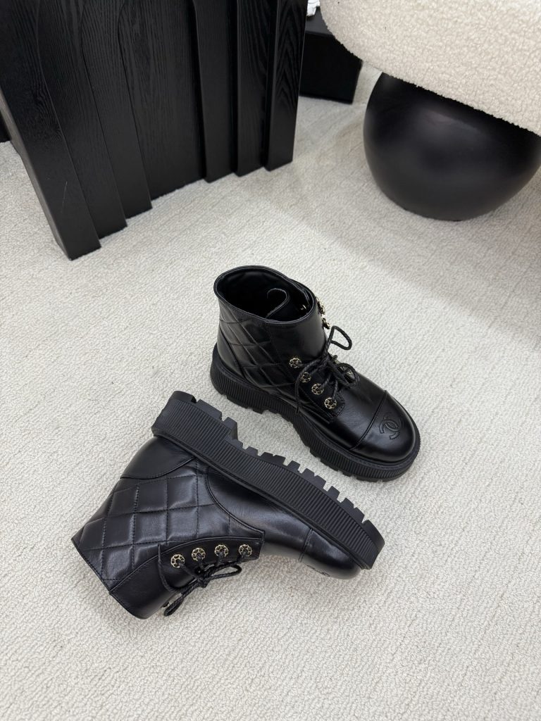 CHANEL ブーツ レディース 黒 ファッション レザー ブロゲ クォーツ シューズ 1足のみ 2足セット - 画像 7