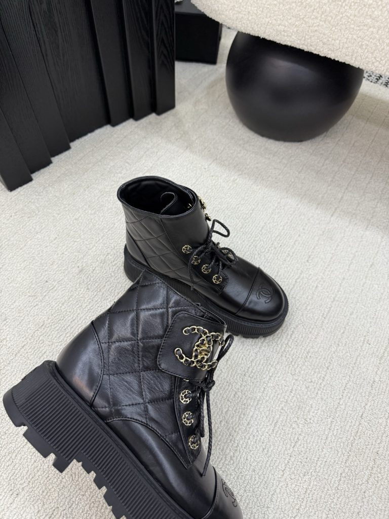 CHANEL ブーツ レディース 黒 ファッション レザー ブロゲ クォーツ シューズ 1足のみ 2足セット - 画像 8