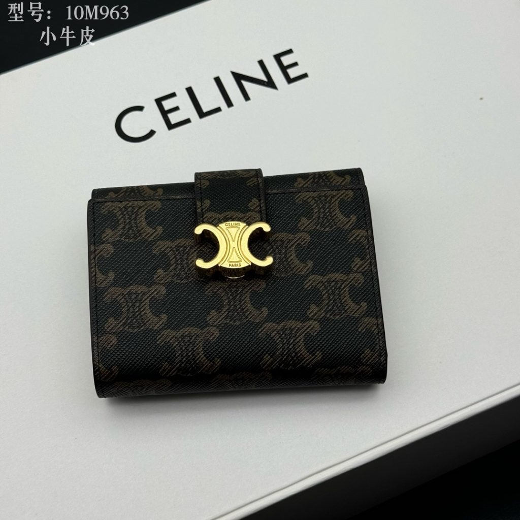 セリーヌ ロゴプリント 財布 10M963 ブラック ゴールド金具 - 画像 3