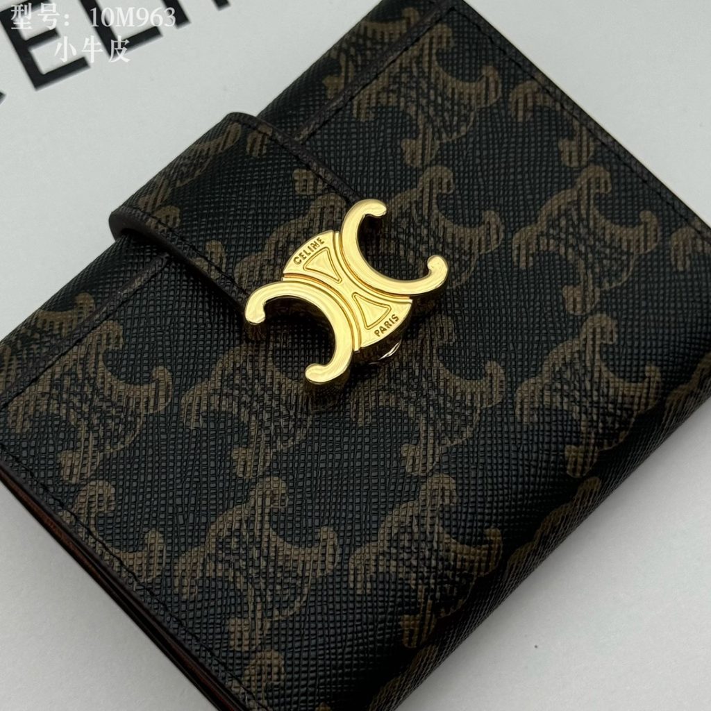 セリーヌ ロゴプリント 財布 10M963 ブラック ゴールド金具 - 画像 4