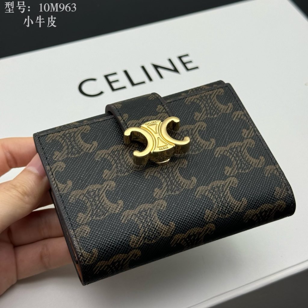 セリーヌ ロゴプリント 財布 10M963 ブラック ゴールド金具 - 画像 5