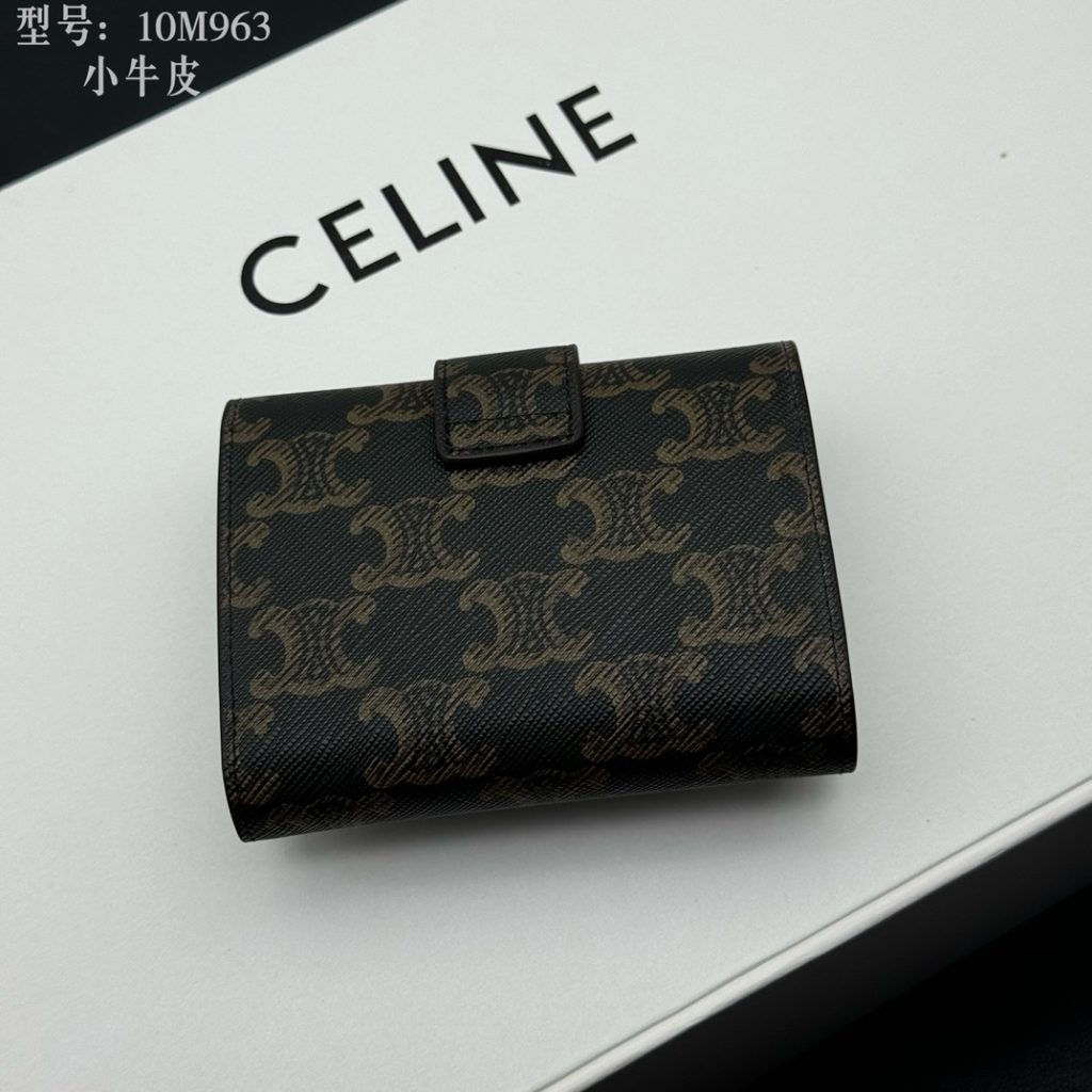 セリーヌ ロゴプリント 財布 10M963 ブラック ゴールド金具 - 画像 7