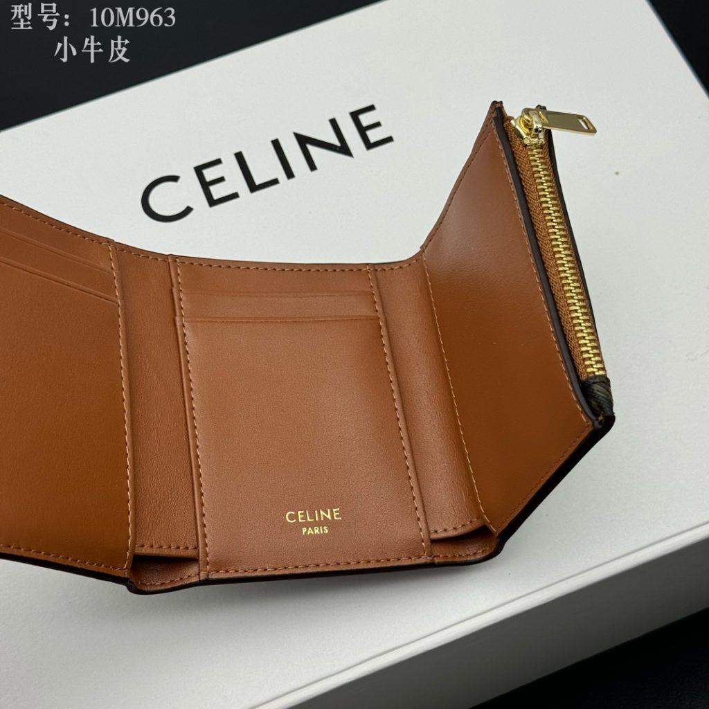 セリーヌ ロゴプリント 財布 10M963 ブラック ゴールド金具 - 画像 8