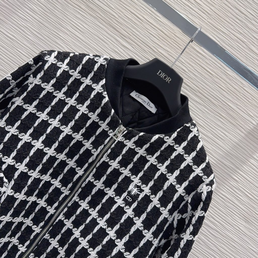 DIOR チェック柄 バンダージャケット 【新品】ブラック レディース 36 (全3色) - 画像 2