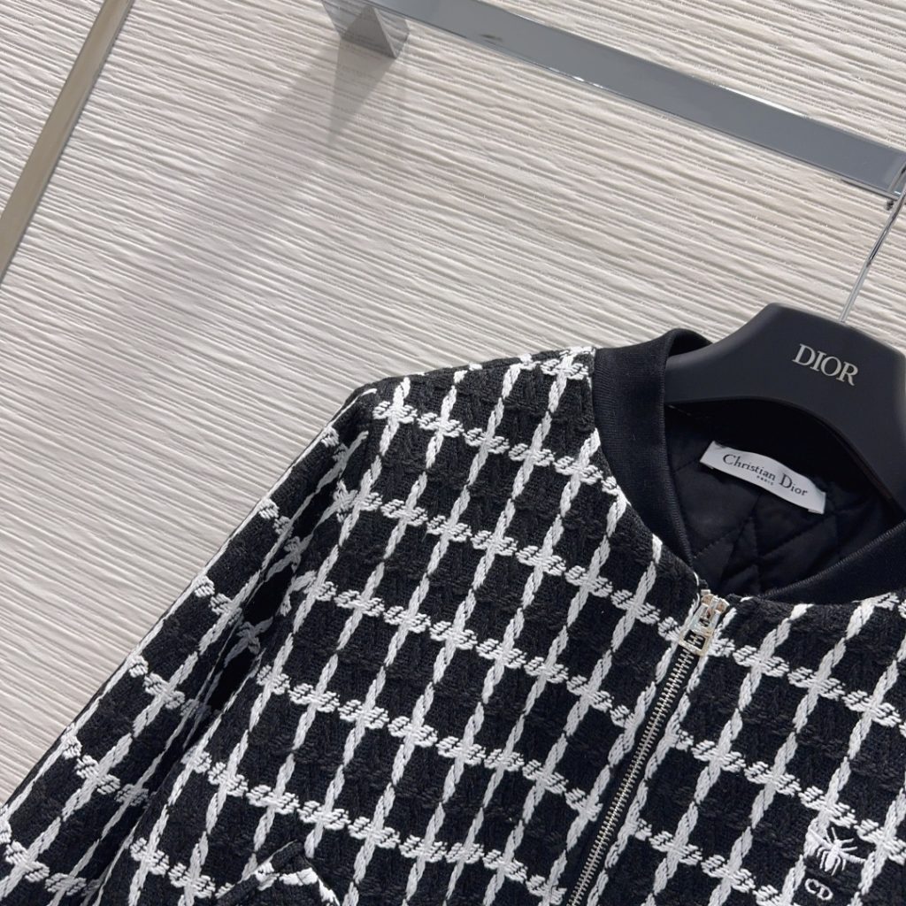 DIOR チェック柄 バンダージャケット 【新品】ブラック レディース 36 (全3色) - 画像 3