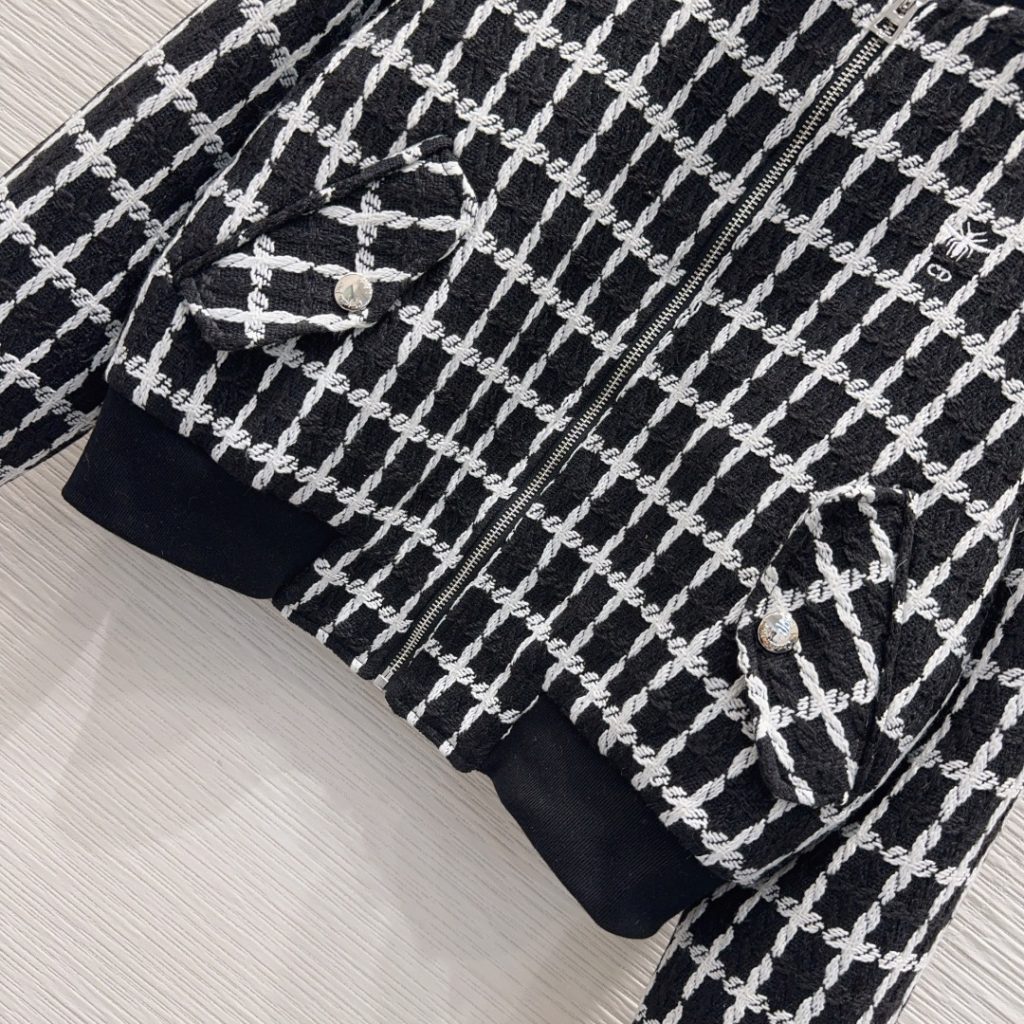 DIOR チェック柄 バンダージャケット 【新品】ブラック レディース 36 (全3色) - 画像 4