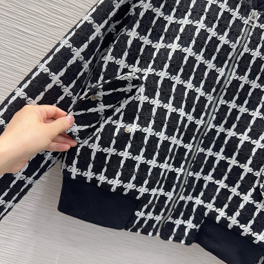 DIOR チェック柄 バンダージャケット 【新品】ブラック レディース 36 (全3色) - 画像 8