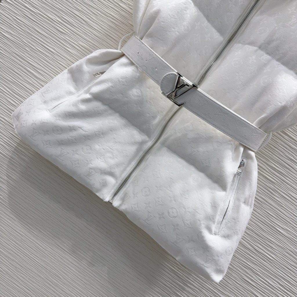 Louis Vuitton 00013 ロゴプリント ベスト フードなし ミニベスト ウエストベルト付き ホワイト - 画像 5