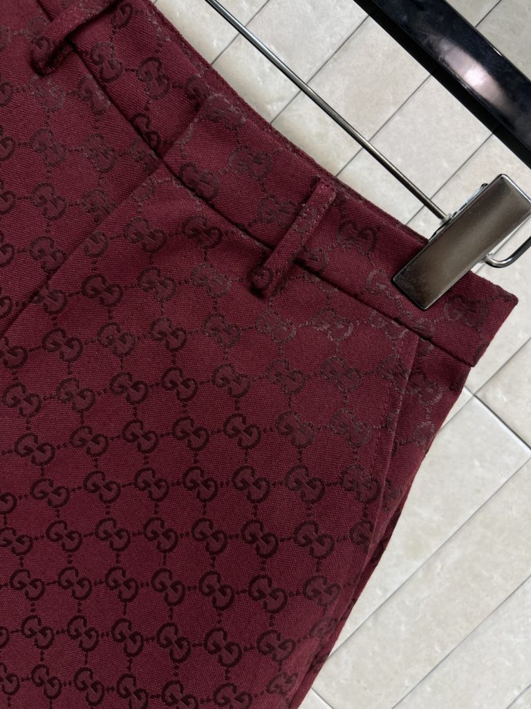 GUCCI 250 双G提花 レディース ショートパンツ レッド 高腰 ワイドパンツ 一色四 S-M-L-XL - 画像 4