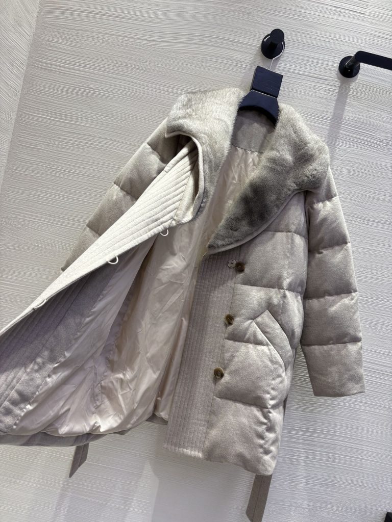 （この商品にはブランド名が記載されていないため、ブランド名は省略。） 25新品｜羽織り|水貂毛付き|燕麦単面001|浅灰|秋冬コート - 画像 5