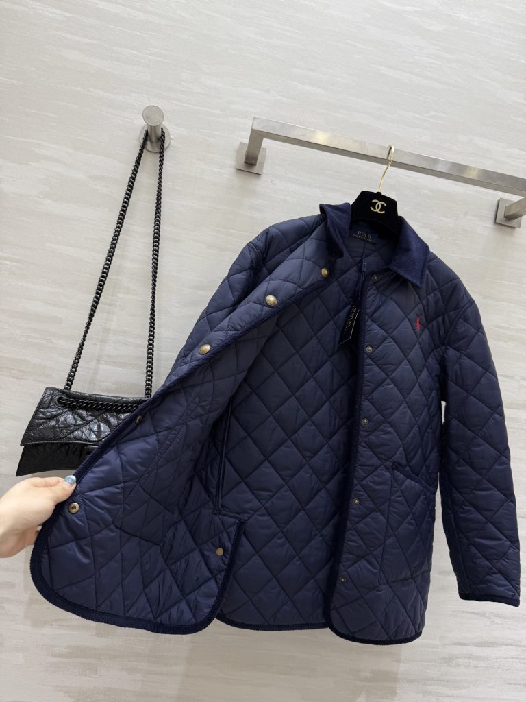 POLO RALPH LAUREN 470 ダイヤモンド柄 ライニング付き メンズ フリース コート ネイビー - 画像 7