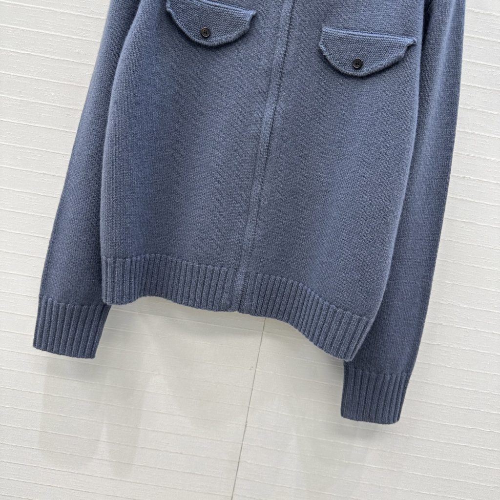 480 ローファン カシミヤ ジャケット ファスナー ボタンポケット 袖リブ グレー 36サイズ - 画像 6