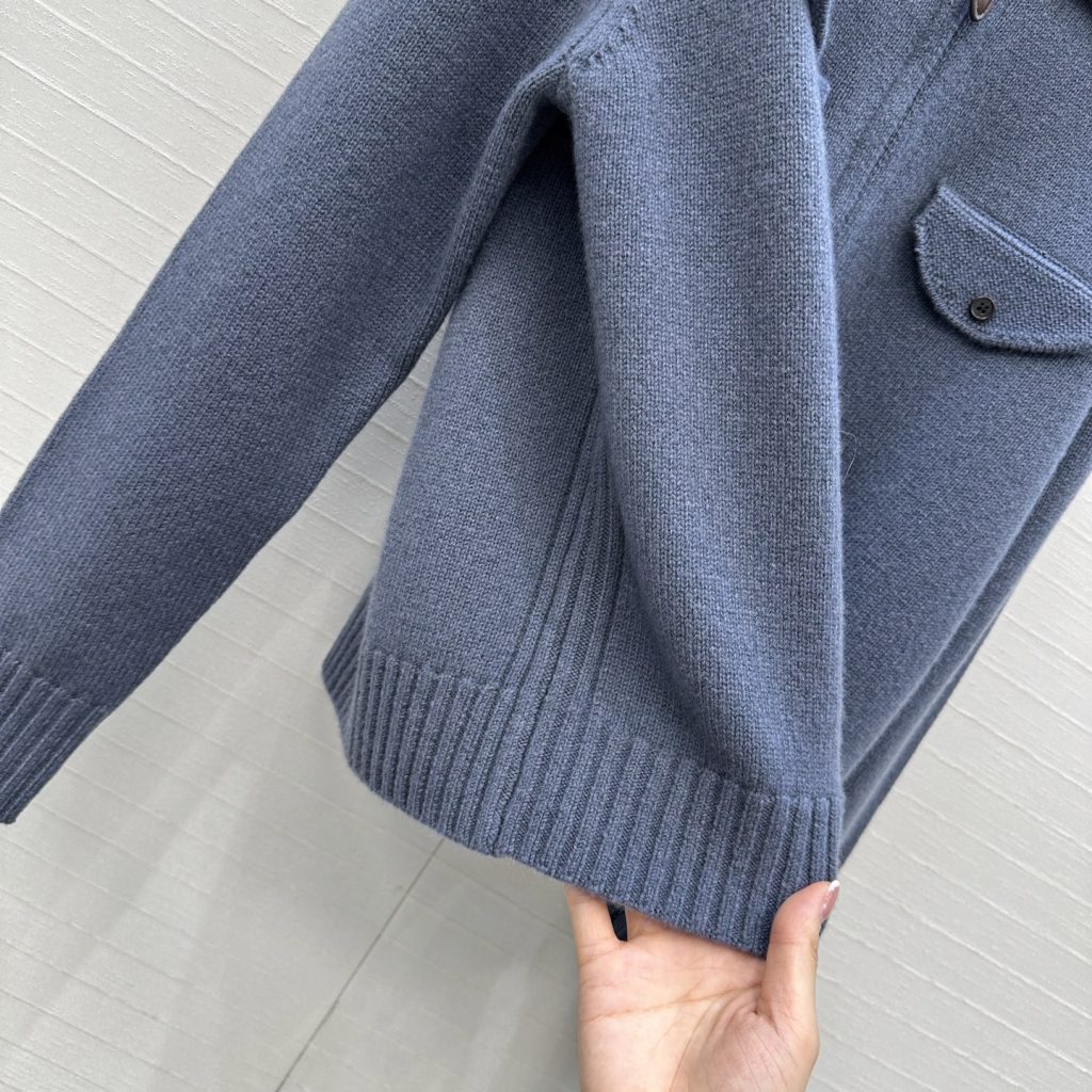 480 ローファン カシミヤ ジャケット ファスナー ボタンポケット 袖リブ グレー 36サイズ - 画像 8