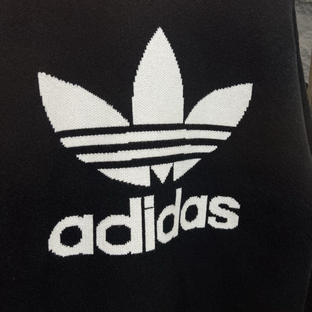 adidas セーター ロゴ編み込み ブラック 100%コットン 通勤カジュアル - 画像 5