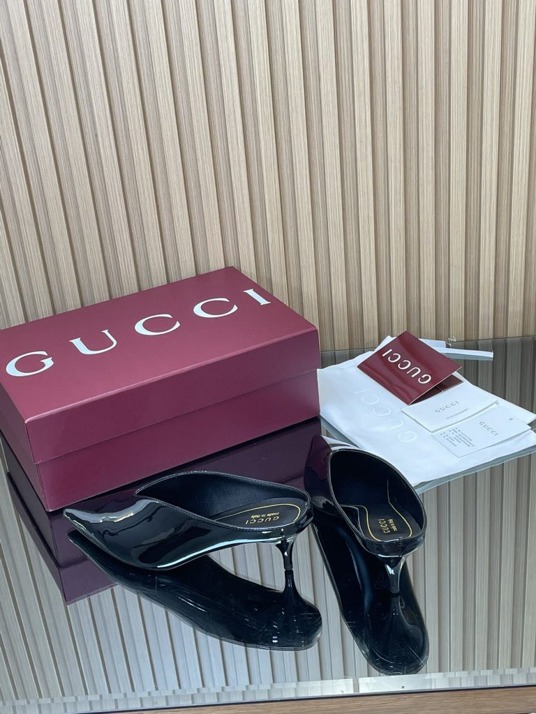 GUCCI グッチ ミュール フラットシューズ 本革 ブラック - 画像 6