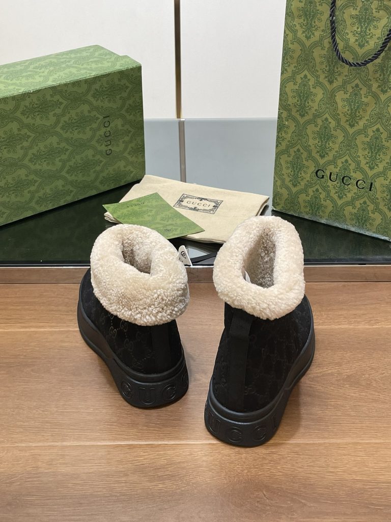 GUCCI グッチ ブーツ 本革 軽量 フラットシューズ ブラック - 画像 8