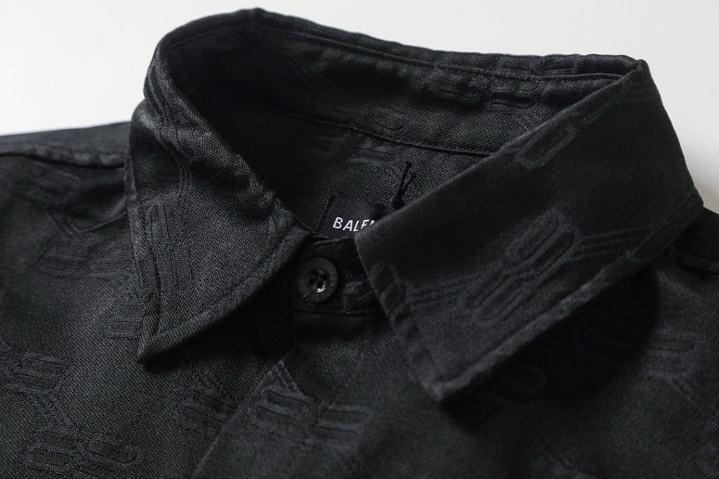 BALENCIAGA バレンシアガ ブレンド素材 ロゴ柄長袖シャツ ブラック - 画像 3