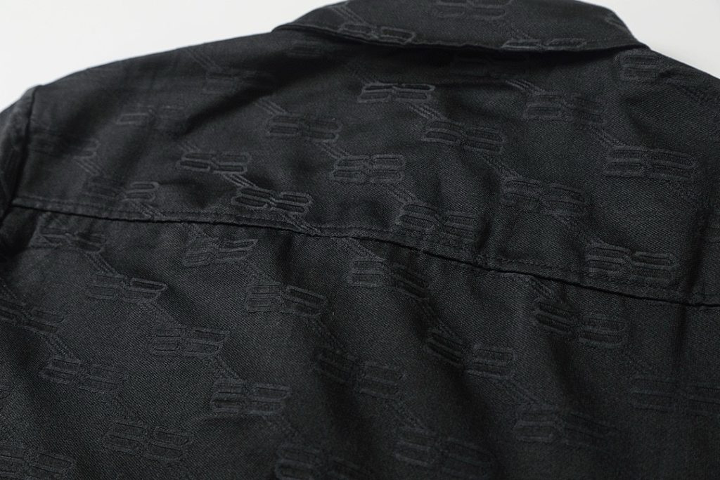 BALENCIAGA バレンシアガ ブレンド素材 ロゴ柄長袖シャツ ブラック - 画像 5