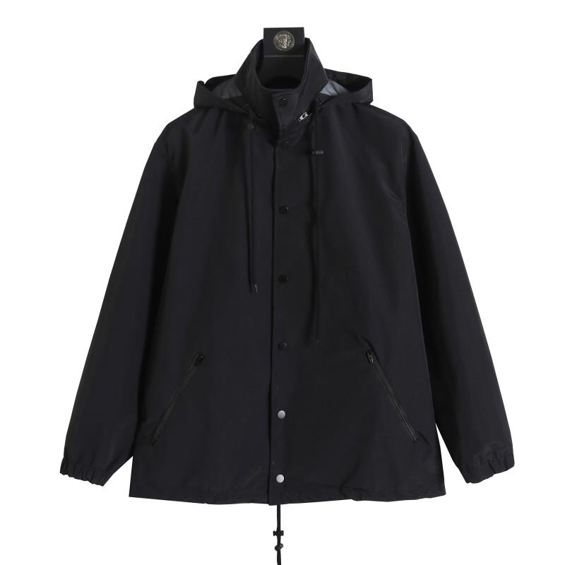 BALENCIAGA バレンシアガ 59后背Logo字母防水冲 衣 ブラック/カーキ - 画像 3