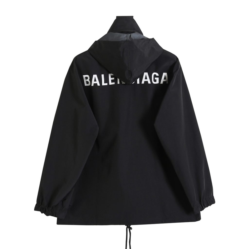 BALENCIAGA バレンシアガ 59后背Logo字母防水冲 衣 ブラック/カーキ - 画像 4